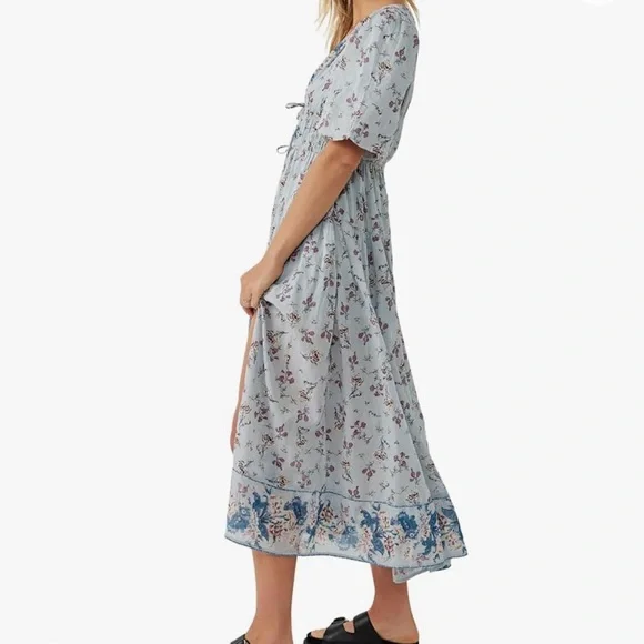 Free People Lysette Maxi Dress Bluebell Combo - Picture 3 of 12